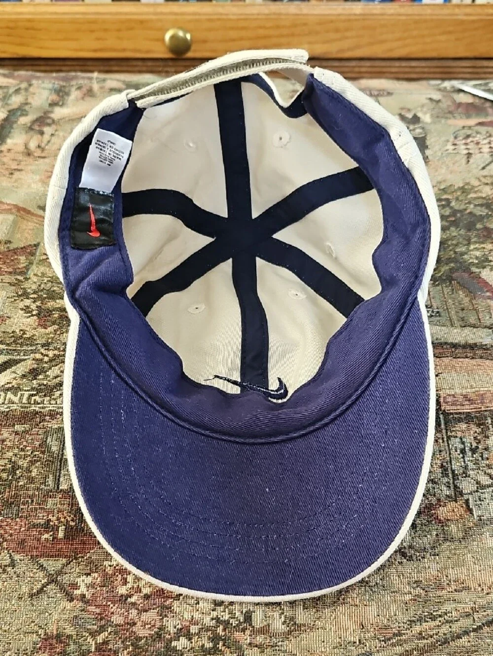 Nike Kids Tan Cap with Navy Swoosh
